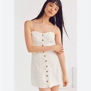 NWT! UO button up mini dress off white/cream removable straps size 8